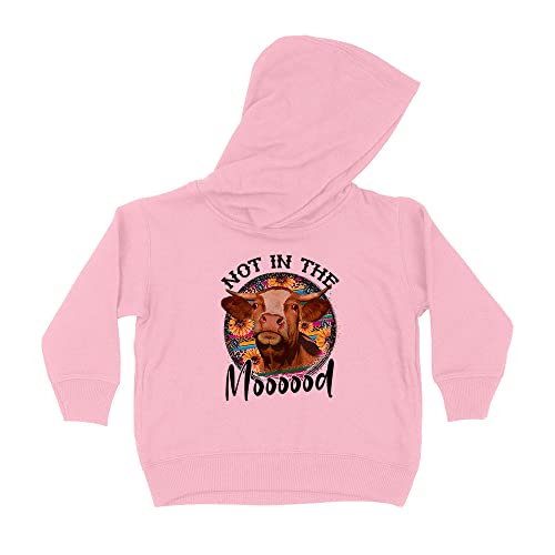 Not in The Mood Cow Kids Hoodie Sweatshirt Toddler 5T Light Pink