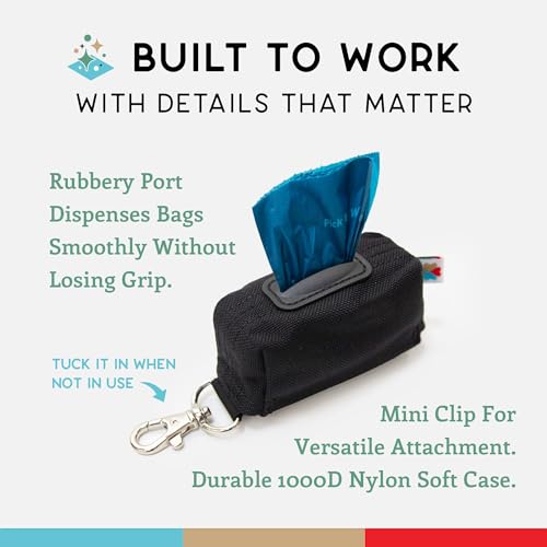 Image of Dog Poop Bag Holder for Leashes, Cat Waste Bag Dispenser, 1000D Nylon, Attach to Cat Leash, Poop Bag Dispenser, Fits Standard Dog Poop Bags - Wildebeest (Black)