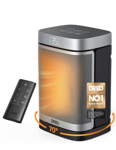 Dreo Electric Space Heater, 70° Oscillating Portable Heaters for Home, 1500W PTC Ceramic Heater with Thermostat, Remote Control, 3-Mode 3-Speed, 1-12H Timer, Overheat & Tip-Over Protection, ECO-Mode