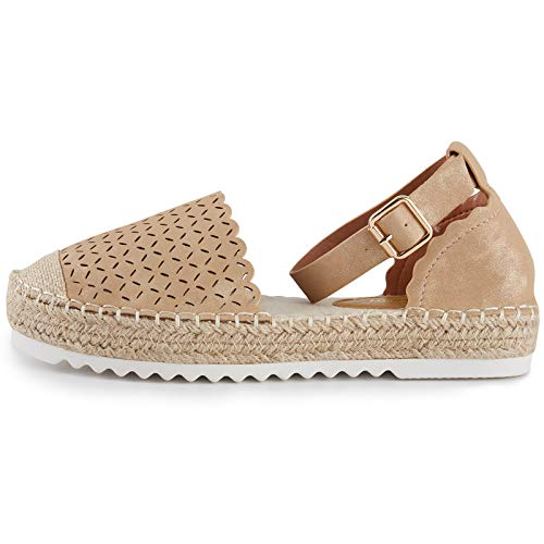 Alexis Leroy Women's Closed Toe Hollow Out Vamp Ankle Strap Platform Espadrille Sandals2