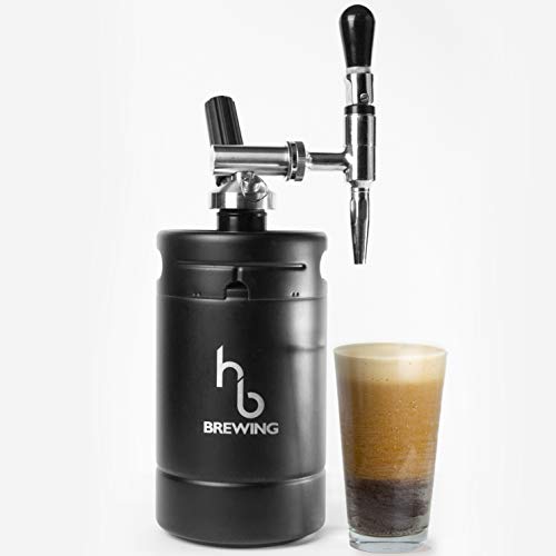 HB Brewing Nitro Cold Brew Coffee Maker – Double Wall Insulated Vacuum Seal Keg - Keep Liquid Cold for 24hrs - At Home Mini Keg Dispensing System Kit