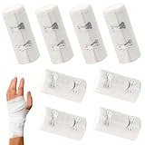 8 Stk Elastische Bandage,Weiße Kompressionsbinden mit Metallclips,Elastischer Verband (7.5cm/10cm x 4.5m),Wiederverwendbare Bandage,Elastische Medizinische Fixierbinde für Handgelenke Knie Knöchel