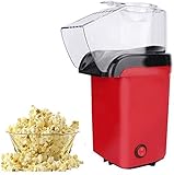 Popcornmaschine für Zuhause, 1200 W Retro Schnelle Popcorn Maker Machine, ölfreie Antihaft-Pfanne, Heissluft Popcornmaker mit Weitem Mund, Messbecher und Abnehmbarem Deckel (EU stecker (220V))
