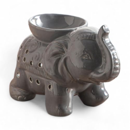 Brûle-Parfum Céramy Éléphant Gris - Atmosphère Parfumée - Objet Artisanal à la Mode -Aromathérapie Facile - Brûleur Fondant parfumé - Déco Bouledogue -...