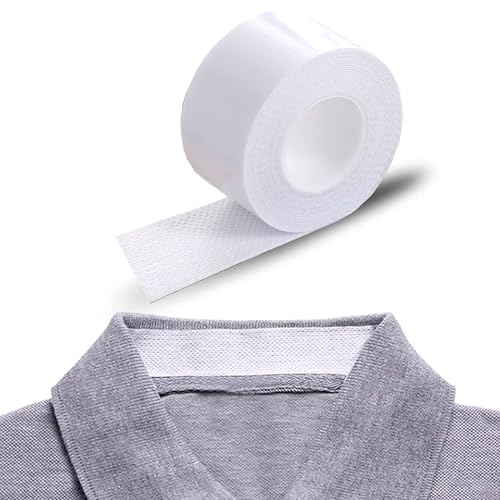 Image of AJB Sweat Pads Collar Protectors for Mens Shirts Hat Sweat Protector Sweat Pads Hat Cleaner, White Shirt Neck Collar Protector Tape, Self-Adhesive Invisible Liner Patches Protector. (2)