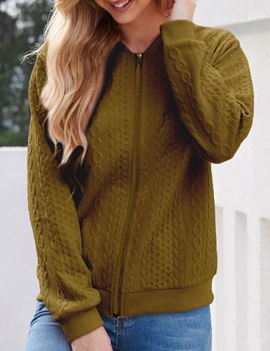Image of WROLEM Zip Up Sweatshirts for Women Casual Outfits Cardigan Outerwear Trendy Winter Jackets Coat