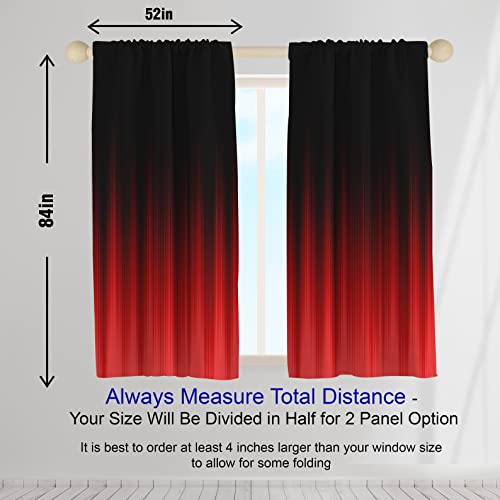 Aatter Red And Black Window Curtain Burgundy Ombre Boho Simple Gray Grey Gradient Boys Teen Men Aesthetic Living Room Bedroom Window Drapes Treatment Fabric 1 Pair, 52" W X 84" L, Modern #TOP5