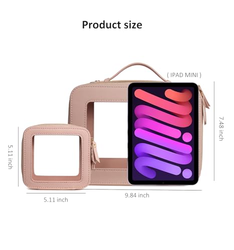 Image of LETGO Clear Majhong Tile Bag with Handle - TSA Approved Toiletry Bags with Zipper, Makeup Organizer for Carry-on Travel Essentials, Cosmetic Bags for Women & Men (Large Nude)