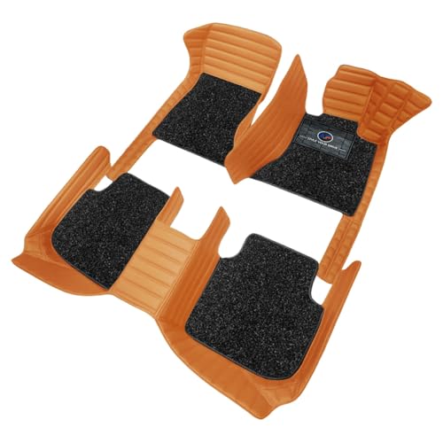 Image of Autofurnish Premium 9D Car Mat Full Set for Mahindra XUV 3XO (Automatic) 2024 || Luxury Leather Dual-Stitch Full Set 9D Car Floor Mat || 100% Waterproof || Color : Tan Tan