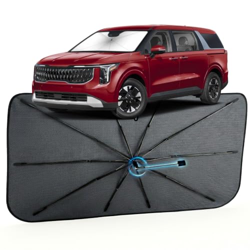 Image of Car Windshield Sun Shade for Kia Carnival 2022-2026, Foldable Car Sunshade | For Front Window,Car Shades Umbrella with Reflective Coated Fabric, Sun Visor Keep Car Cool&Protects Interior,1:1 Exact Fit