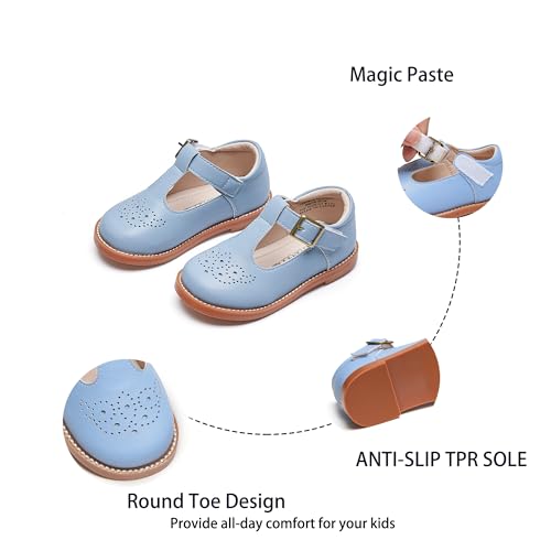 Image of Kiderence Toddler Girl Mary Jane School Uniform Dress Shoes Oxford Flats | Wide Toe Box Great Comfort for Student Shoe and Flower Girl Shoe for Wedding, Parties, Church