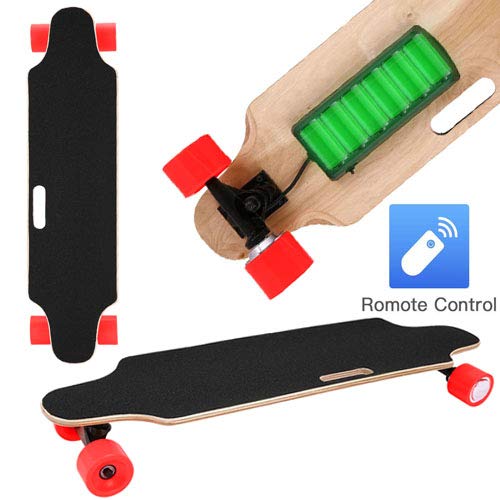 35.4" Electric Skateboard 20KM/H Top Speed, 250W Hub-Motor 2.9" Wheels 7 Layers Maple Longboard with Wireless Remote Controller Waterproof IP54