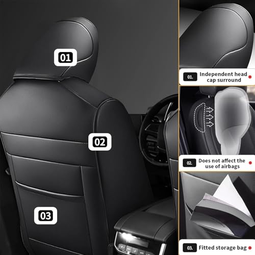 AOMSAZTO Custom Fit Car Seat Covers for Toyota Highlander 2020 2021 2022 2023 2024 2025 - (Three-Rows 8 Seats,Second Row 40/60 Split) Faux Leather Black
