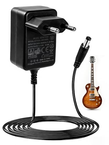 9V 1A Fuente Alimentación para Pedales de Guitarra, Centro Negativo Manguito Positivo, Cargador de Pared para Pedal de Efectos Looper Algunos Teclados Electrónico para Boss/Roland/Casio Keyboard(1.5M)