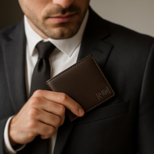 Image of Mens Wallets - Full Grain Original Leather RFID Wallet for Men, 7 Card Slots, 1 Hidden Pocket & 3 ID Windows (Large, Brown)