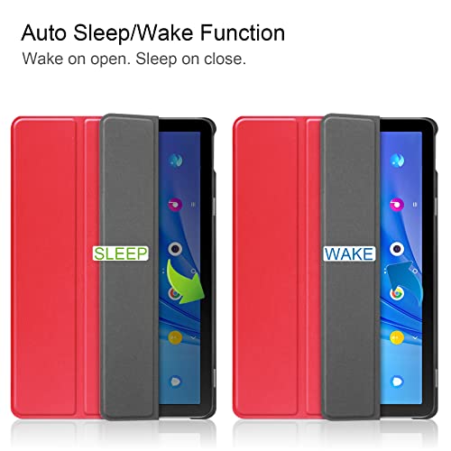 HYMY Hülle für TCL TAB 10S + 1 Pcs Schutzfolie Glass für TCL TAB 10S (10.1") hülle - Flip Case Cover Schutzhülle Schutzfolie TCL TAB 10S Glass-Red - Image 3