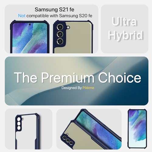 Image of Outlouders Back Cover for Samsung Galaxy S21 FE 5G | Ultra Hybrid Transparent | Full Camera Protection | Raised Edge | Crystal Clear Bumper Case (Blue)