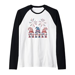 Celebrate in Style: Buy Your Patriotic USA Flag Gnomes 4th of July Raglan Tee – 4th of July Patriotic Party Style