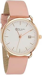 Miraval Moderne Design Damenarmbanduhr mit Datumsanzeige 36 mm Breites Lederarmband 18 mm Quarzuhr Japanisches Quarzuhrwerk Großes Zifferblatt Damenuhr Frauen Extra Dünn