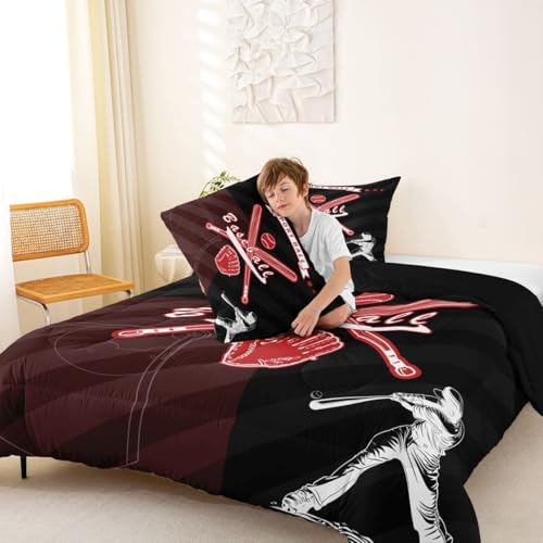 Image of Feelyou Baseball Theme Comforter Set Bedding Full Size for Kids