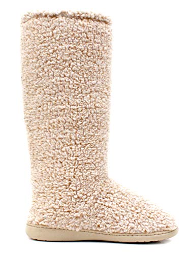 Luckers Women’s Two-Toned Tall Fluffy Slipper Boot3