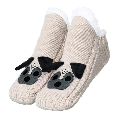 Image of ZYZX Cute Dog Slipper Socks for Women with Grips,Fuzzy Socks Indoor