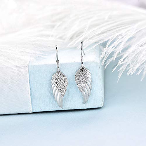 Starchenie Angel Wings Dangle Earrings for Women 925 Sterling Silver Cubic Zirconia Threader Earrings2