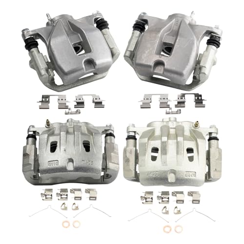 Image of TRQ Front and Rear Brake Caliper Set Zinc Coated Brackets Compatible with 2008-2011 Toyota Highlander