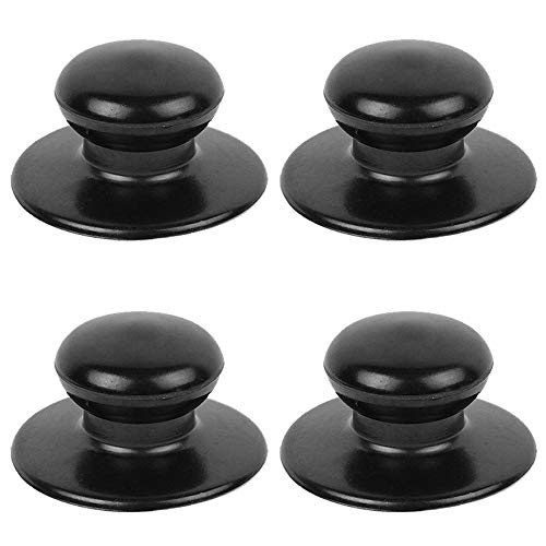 4 Pack Pot Lid Knobs,YuCool Universal Kitchen Cookware Lid Replacement Knobs Casserole Kettle Cover Glass Saucepan Lid Pot Holding Handles-Black 1 Gallery Image