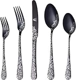 20-Piece Flatware Set, SHUCHENGMAOYI Stainless Steel Silverware Cutlery Set for 4, Unique Pattern De