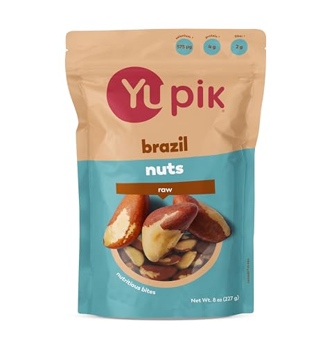 Yupik Raw Brazil Nuts 8 Oz Gluten-Free Kosher Shelled Unsalted Unroasted Raw Nuts Nutritious Healthy Snacks Rich in Selenium
