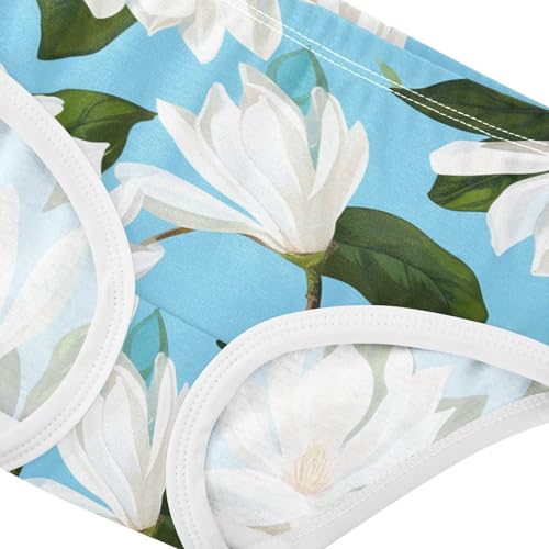 Cotton Girls Underwear Toddler Magnolia Flowers White Blue Little Girl Panties Florals Undies Kids Briefs 2t4