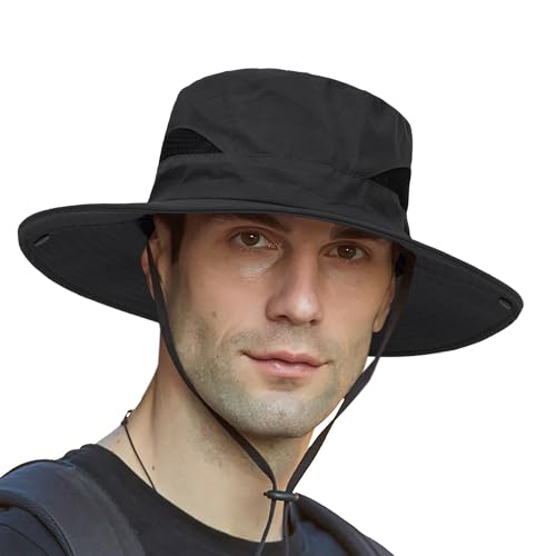 Image of Outdoor Mesh Sun Hat Wide Brim UV Sun Protection Boonie Hat Fishing Hiking Hat
