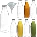 Viva Haushaltswaren – Botellas de Cristal (/Botellas de Leche 250 ml con Rosca Plateadas – Incluye Embudo, Vidrio, Tapa Blanca, 8 x 1000ml