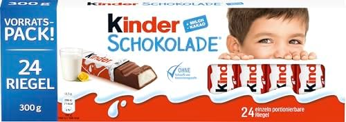 kinder Schokolade – 1 Packung mit je 24 Einzelriegeln (24 x 12,5 g) | Süßigkeiten für Halloween, Partys, Geburtstage - zum Teilen & Genießen