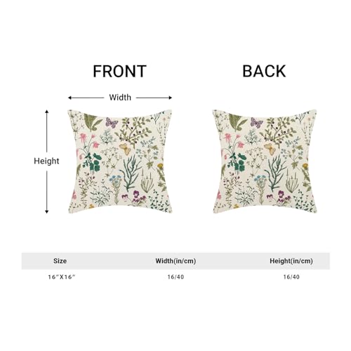 Image of AEIOAE Spring Pillow Covers 16x16 Inch Set of 2,Sage Green Teal Wild Flower Plant Throw Pillows Case,Seasonal Floral Outdoor Decorative Linen Farmhouse Decor Cushion Covers for Home Sofa Bed Couch