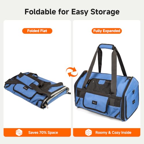 Soft-Sided Travel Cat Carrier with Safety Buckles, Lockable Zippers & Safety Tether, Escape-Proof Collapsible Pet Carrier for Car Rides & Vet Visits, Airline Approved Underseat, Up to 12lbs - Image 7