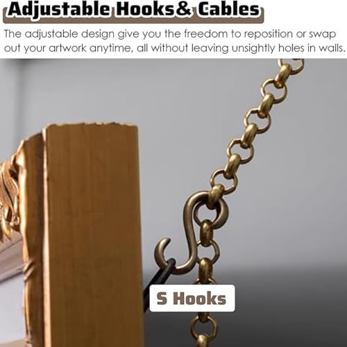 Soporte de latón macizo para cuadros con cadena dorada regulable de 60cm 4