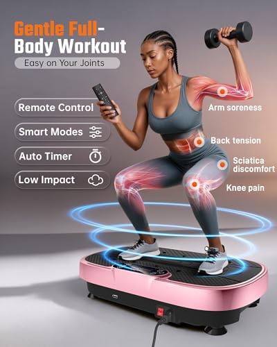 Image of Renoj Vibration Plate Exercise Machine, 3D Whole Body Vibration Platform for Lymphatic Drainage and Muscle Recovery, 455-lb Capacity Fitness Machine with Bluetooth Speaker and LED Display for Home Gym