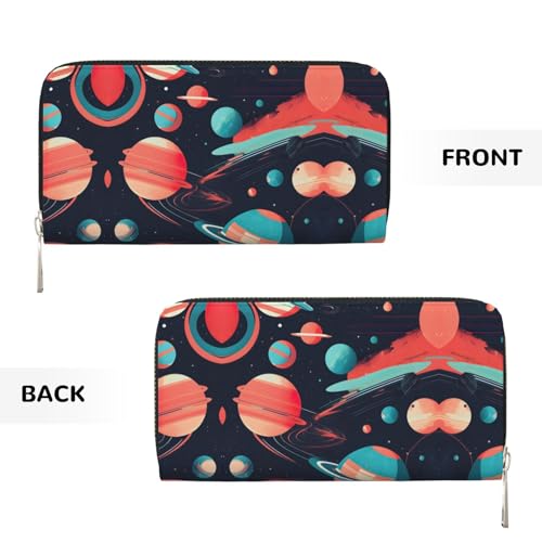 Space Planets Print Womens Wallet, Ladies Credit Card Holder, Phone Wallet Purses, Long Clutch Hand Bag3