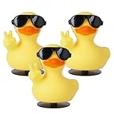 3PCS Peace Sign Rubber Ducks for Jeepers, Rubber Ducks with Sunglasses and Holder, Party Decorations