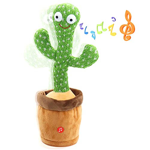 120 Songs Dancing Singing Mimicking Cactus Toy Parrot Cactus That Can Sing and Dance for Babies Kids,Funny Tiktok Wiggle Cactus Talking Toy Dancing Cactus Plush in Pot Early Education Birthday Gift