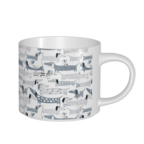 AYYQWE Tazas de cerámica de gran capacidad con estampado de perro salchicha para el hogar, oficina, regalos, cocinas, cafeterías, picnics al aire libre