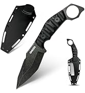 Omesio 4.13″ Fixed-Blade Tactical Knife – 420 Stainless Steel Full Tang Survival &amp; EDC Knife with...