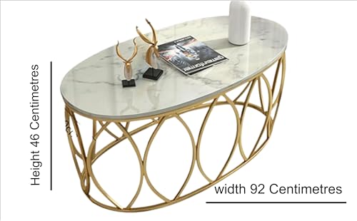 Image of Nordic Oval Low Table with Thick Wooden Top for Apartment Living Room Sofa and Coffee Table for Your Luxurious Living Space - Damp-Resistant Home Center Table Black Gold