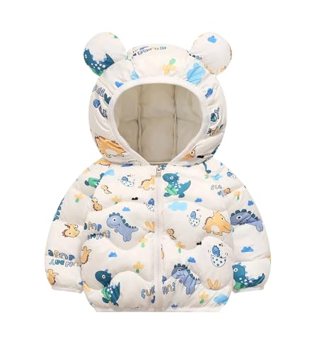 Image of Bold N Elegant Kid's Standard Length Polyester Winter Dinosaur Bomber Jacket Hoodie Puffer Quilted Jacket Coat for Baby Boys and Girls