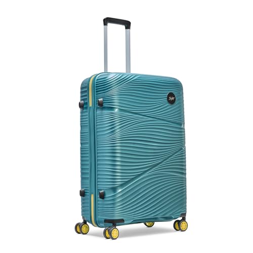 Image of Skybags Swirl Check-in Trolley Bag 75cm | Large Hard Luggage | 8 Wheels Suitcase for Travel | 3-Digit Combination Lock with Anti-Theft Zipper | Polypropylene | 3 Years Warranty - Unisex (Cyan)