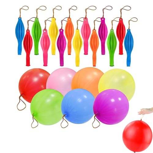 50 Globos de Goma con Bandas Elásticas, Grandes Globos Perforados, Globo Coloridos en Colores Surtidos para Fiestas de Cumpleaños, Globo de Goma Altamente Elásticos para Infantiles