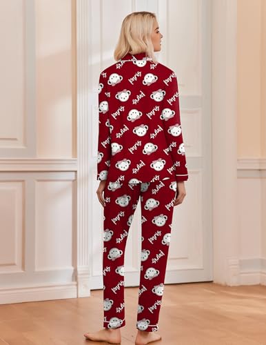 Image of Ekouaer Pajamas Women's Long Sleeve Sleepwear Soft Button Down Loungewear Pjs Lounge Set Nightwear XS-XXL