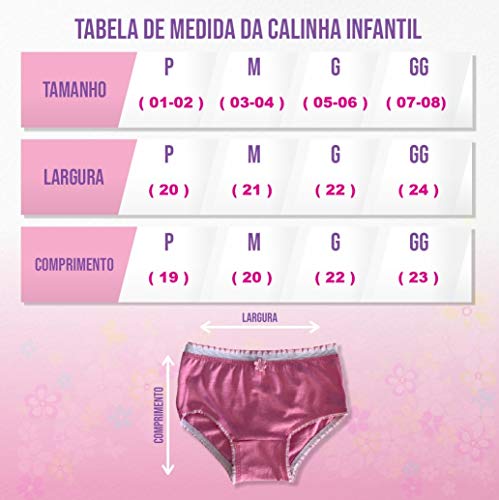 Kit 10 Calcinhas Infantil Lisa Meninas Com Florzinha Colorida (G - 5 A 6 ANOS)